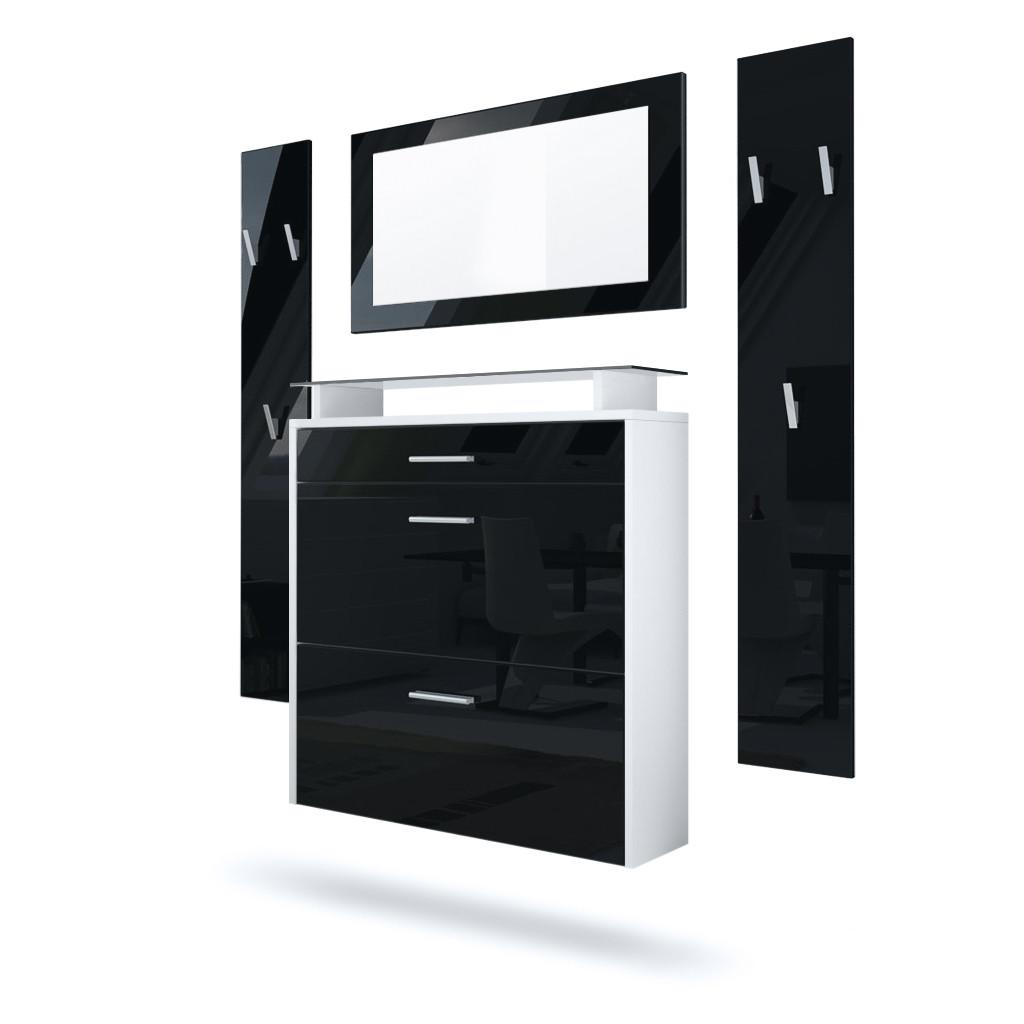 GARDEROBE Malea Front in Schwarz Hochglanz - Schwarz Hochglanz, Holzwerkstoff (180/180/23cm) - Vladon
