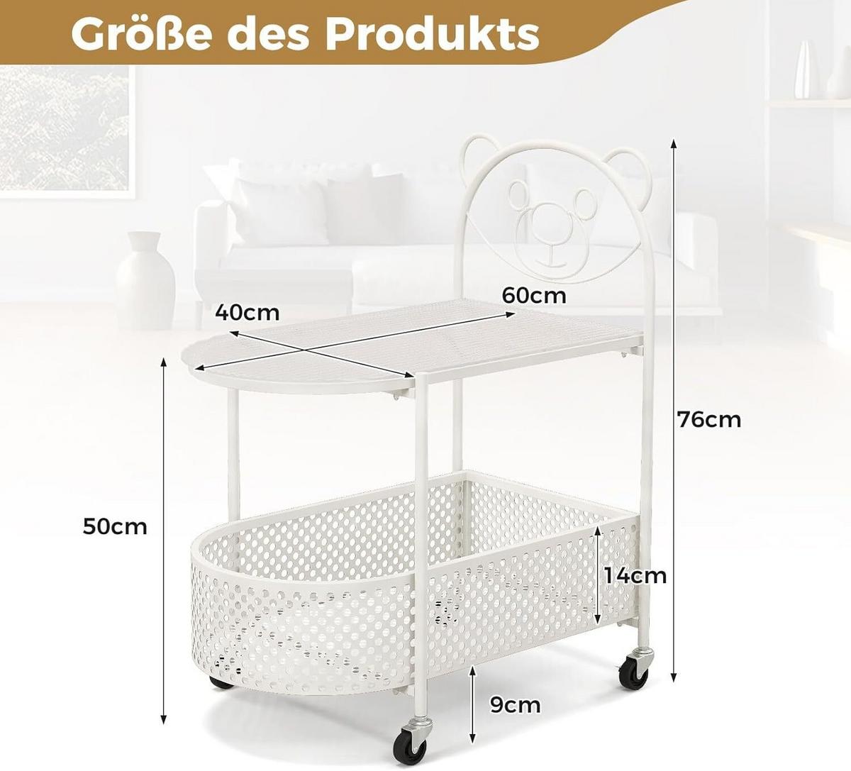 GLASTISCH 76cm Weiß - Weiß, Metall (40/60/76cm) - COSTWAY