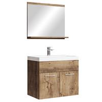 BADMÖBEL-SET Montreal 02 3 Teile Braun Eiche - 60 x 35 x 51 cm - Chromfarben/Eichefarben, Holz/Metall (60/51/35cm) - Badplaats