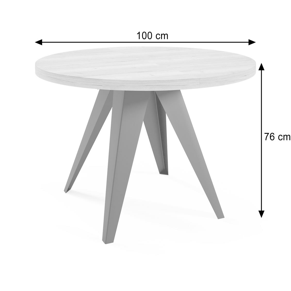 ESSTISCH Alma, Tisch mit Ausziehfunktion, 100 cm, Schwarz+eiche Halifax - Eichefarben/Schwarz, Metall (100/100/76cm) - Beautysofa