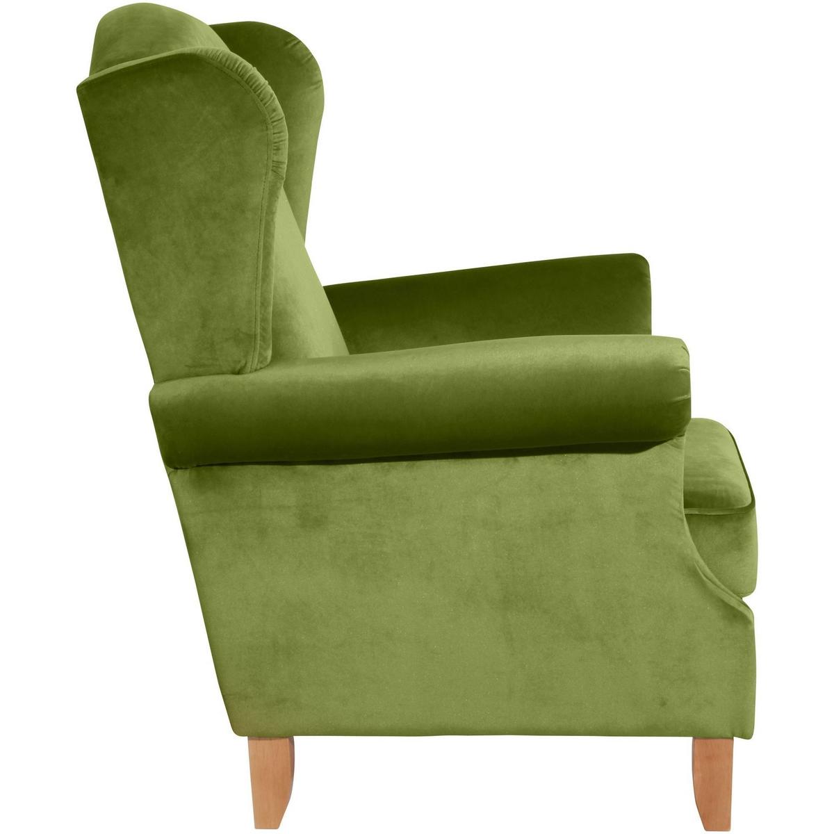 OHRENSESSEL Katria Bezug Samtvelours Buche natur / oliv - Grün, Kunststoff (88/108/84cm) - 58aufmkessel