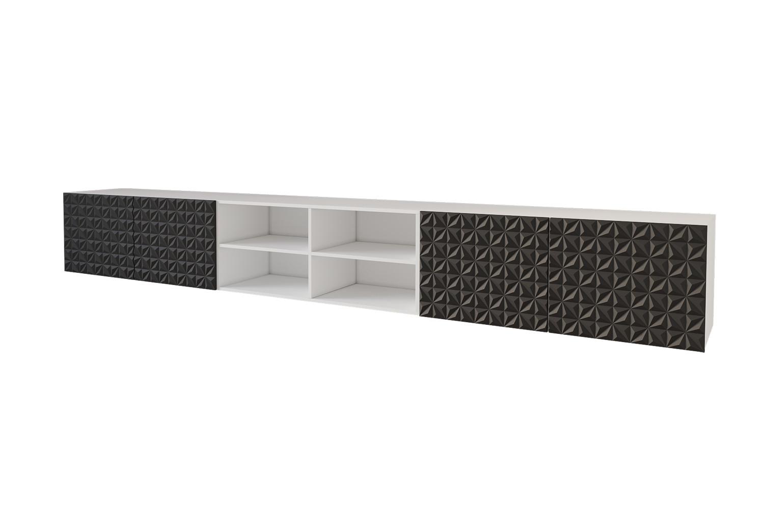 LOWBOARD VIRA-W 3x100x40x40 cm - Weiß / Schwarz - Schwarz, Holzwerkstoff (300/40/40cm) - ALTDECOR