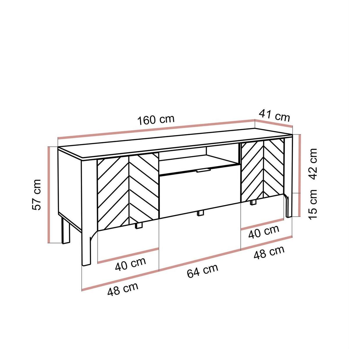 TV-SCHRANK LUMI mit Schublade 160 cm, Kaschmir - Kaschmir, Holzwerkstoff (160/57/41cm) - Lookway