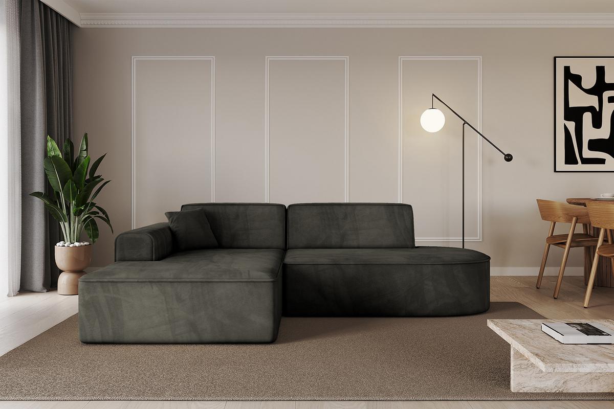 ECKSOFA Ottomane Links IREA-L1-v3 - 232x165x77 cm Schwarz - Schwarz, Holzwerkstoff/Textil (232/165cm) - ALTDECOR
