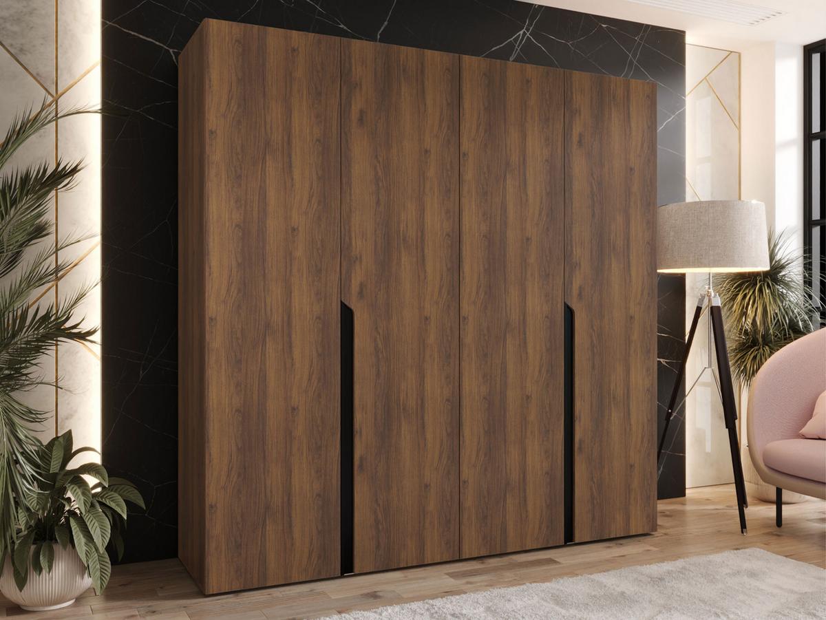DREHTÜRENSCHRANK Mila I 200 - Nussbaumfarben/Schwarz, Holzwerkstoff/Kunststoff (200/202/52cm) - MIRJAN24
