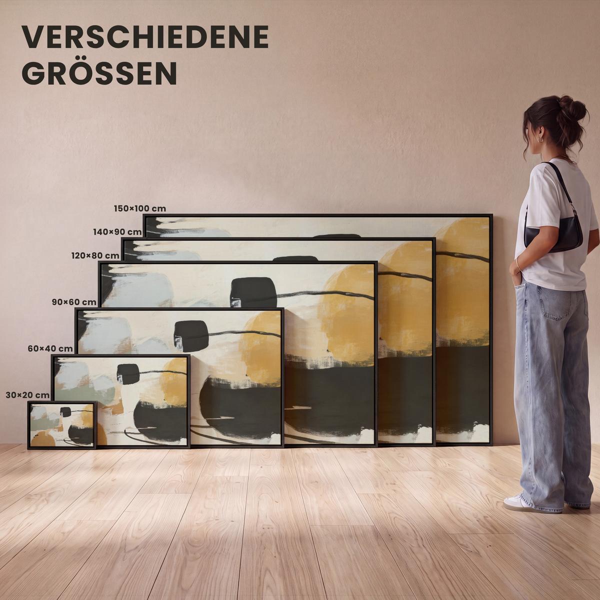 LEINWAND Bilder mit Rahmen - Farbe - Abstrakt - Farben - 120x80 - Currygelb, Textil (120/80cm) - MuchoWow