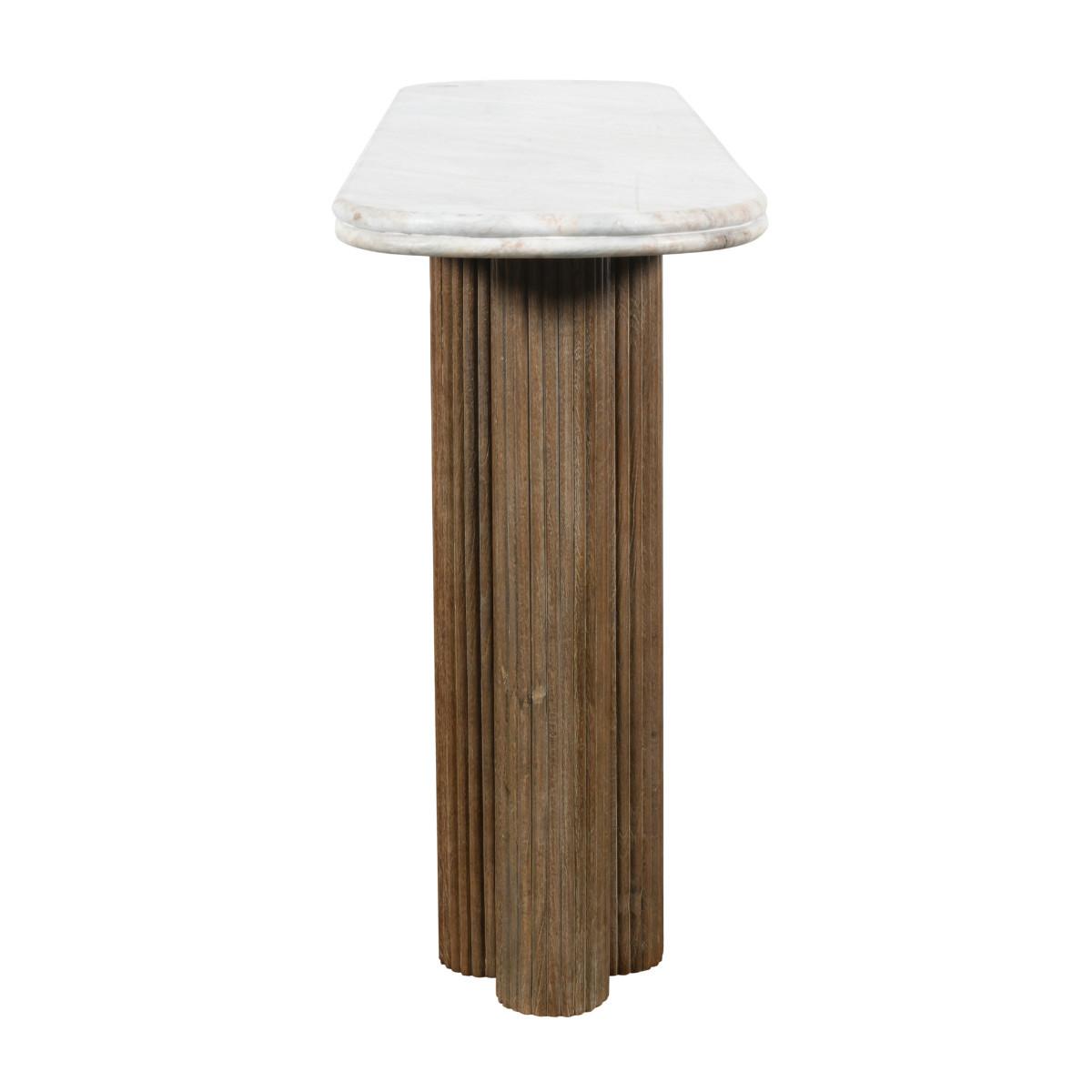 KONSOLENTISCH aus Massivholz und Marmor 165/77/38 cm - Beige, Naturmaterialien (12/38/77cm) - Signature