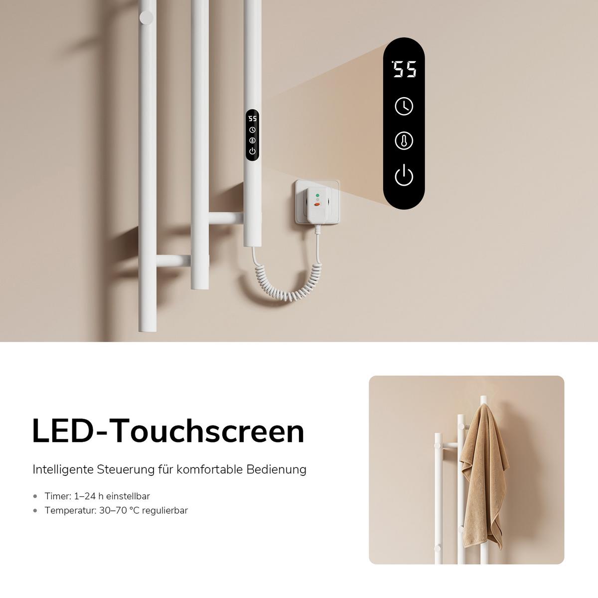 HEIZKÖRPER elektrisch vertikal 115 x 21,6 cm mit Smart-Steuerung Weiß - Weiß, Metall (21.6/115/9.4cm) - EMKE
