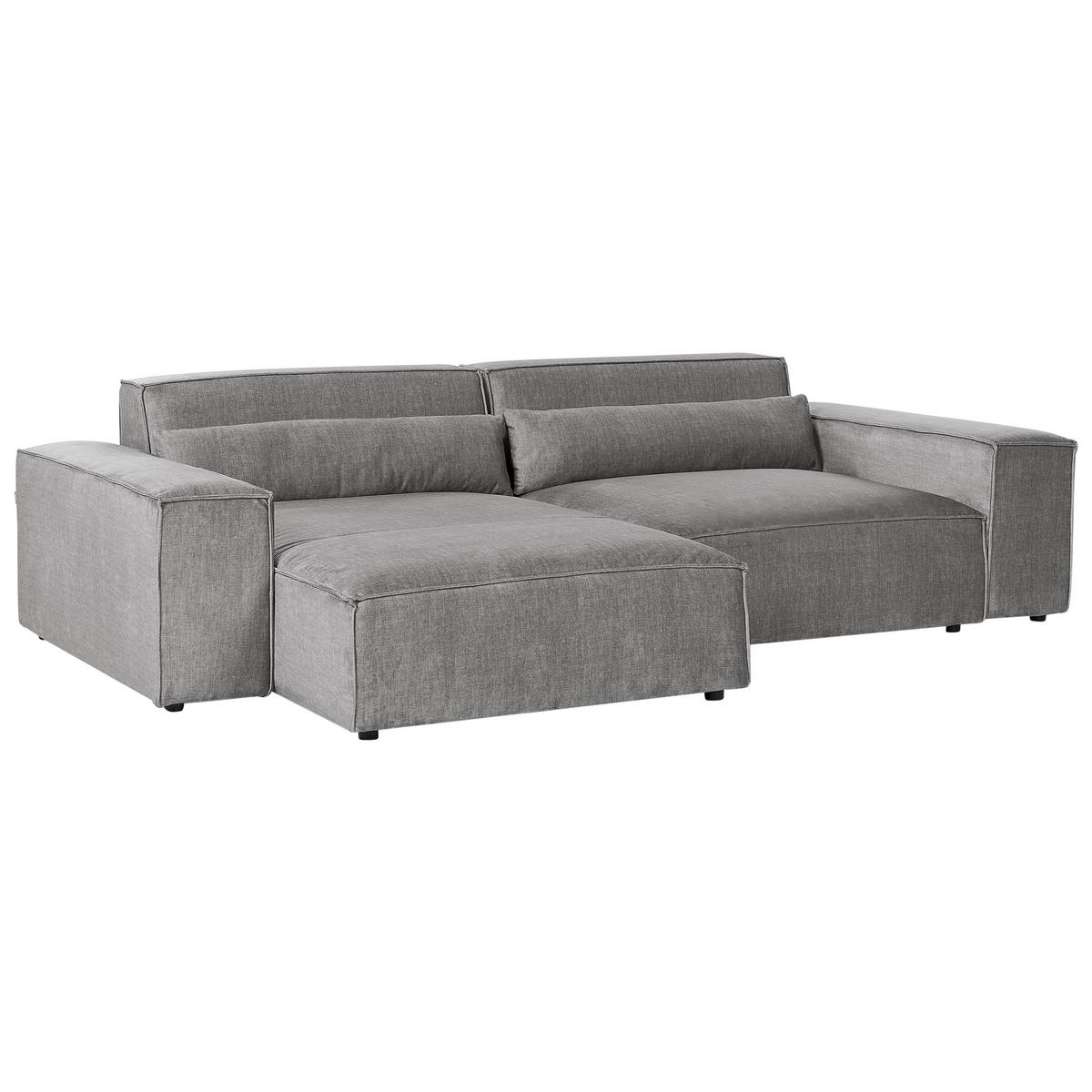 ECKSOFA Modul 3-Sitzer rechtsseitig Grau Stoff Hellnar - Grau, Textil (262/176cm) - Beliani