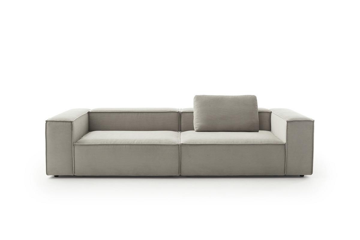 SOFA CARMO Grau Cord - Schwarz/Grau, Kunststoff/Textil (306/68/118cm) - KAWOLA