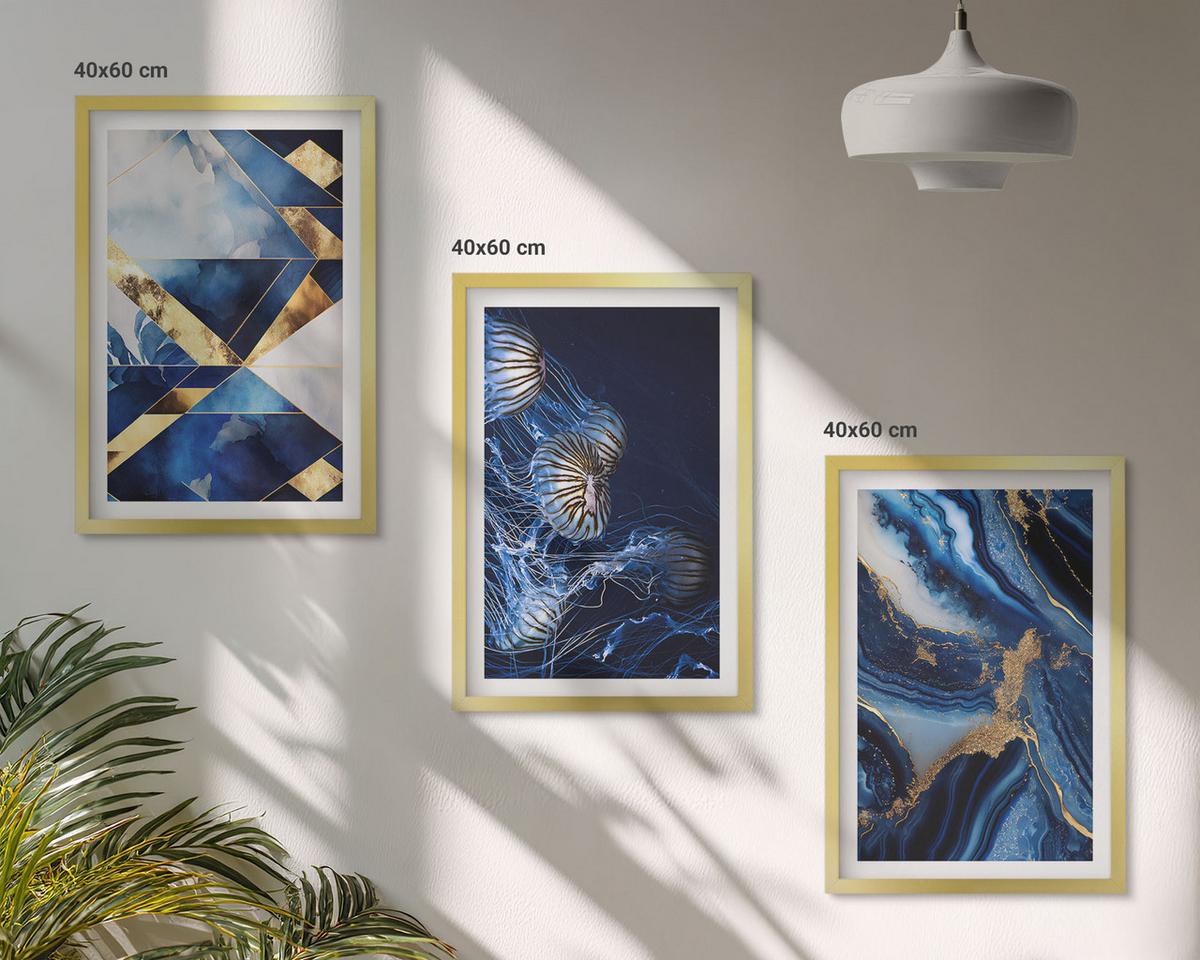 BILDER SET 3er Set - 40x60 cm Goldrahmen - Abstrakte, elegante Muster - Goldfarben, Kunststoff (40/60cm) - TULUP