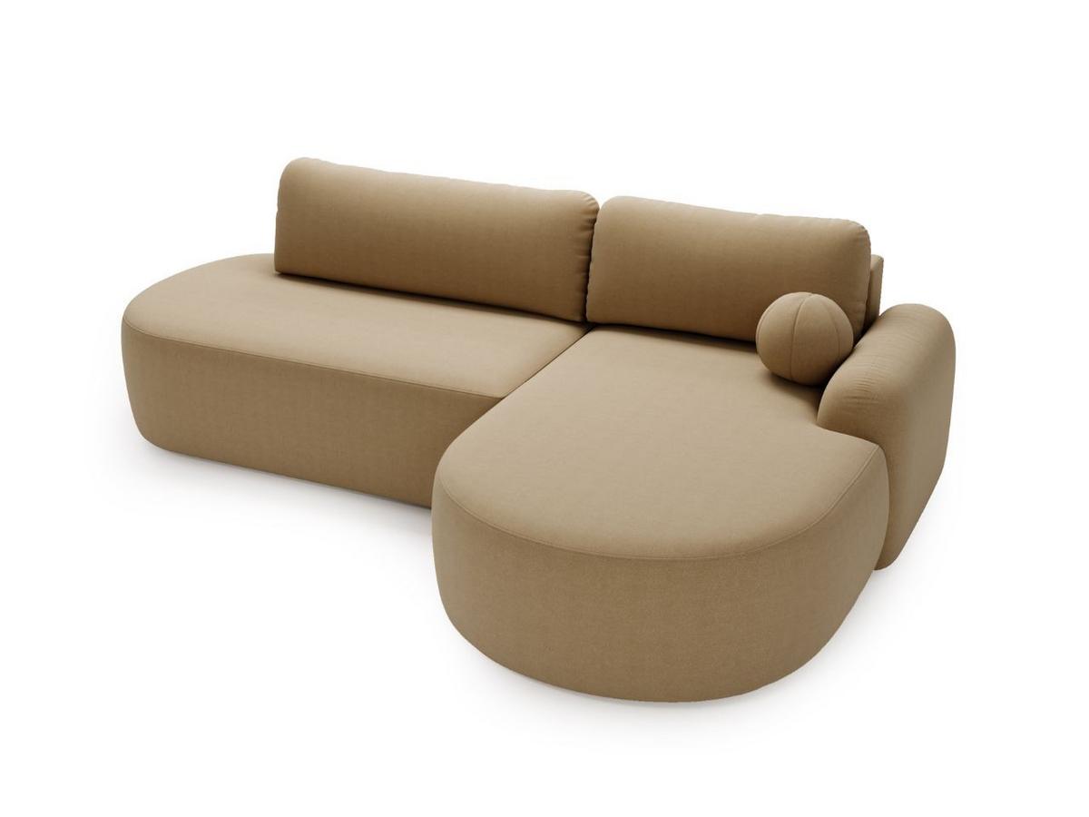 ECKSOFA Aurio O Bouclé-Stoff Hellbraun Rechts - Hellbraun, Holz/Textil (271/177cm) - Graingold