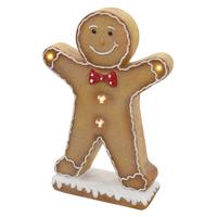 LEBKUCHENMANN-FIGUR mit Fliege 75 cm Weihnachtsdeko Innen mit LED-Beleuchtung - Braun, Stein (50/75/20cm) - ECD-Germany
