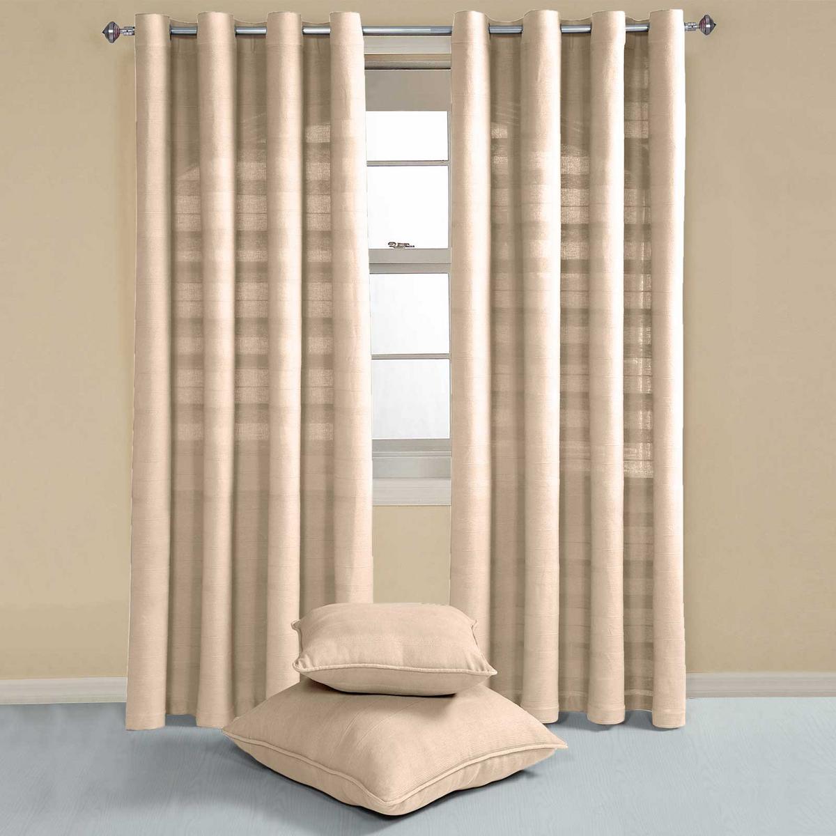 ÖSENVORHANG Rajput blickdicht 2er-Set, 137/137 cm - Naturfarben, Textil (137/137cm) - Homescapes
