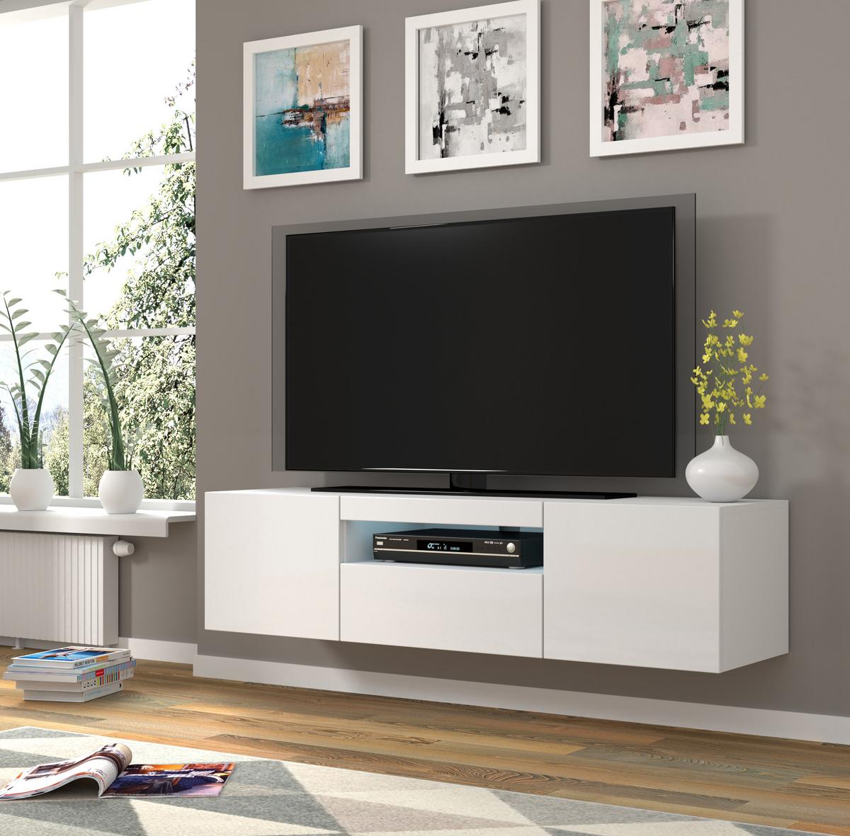 TV LOWBOARD Weiß Hochglanz 150/42/37 - Weiß Hochglanz, Holzwerkstoff (150/42/37cm) - RAUMHIRSCH FURNITURE
