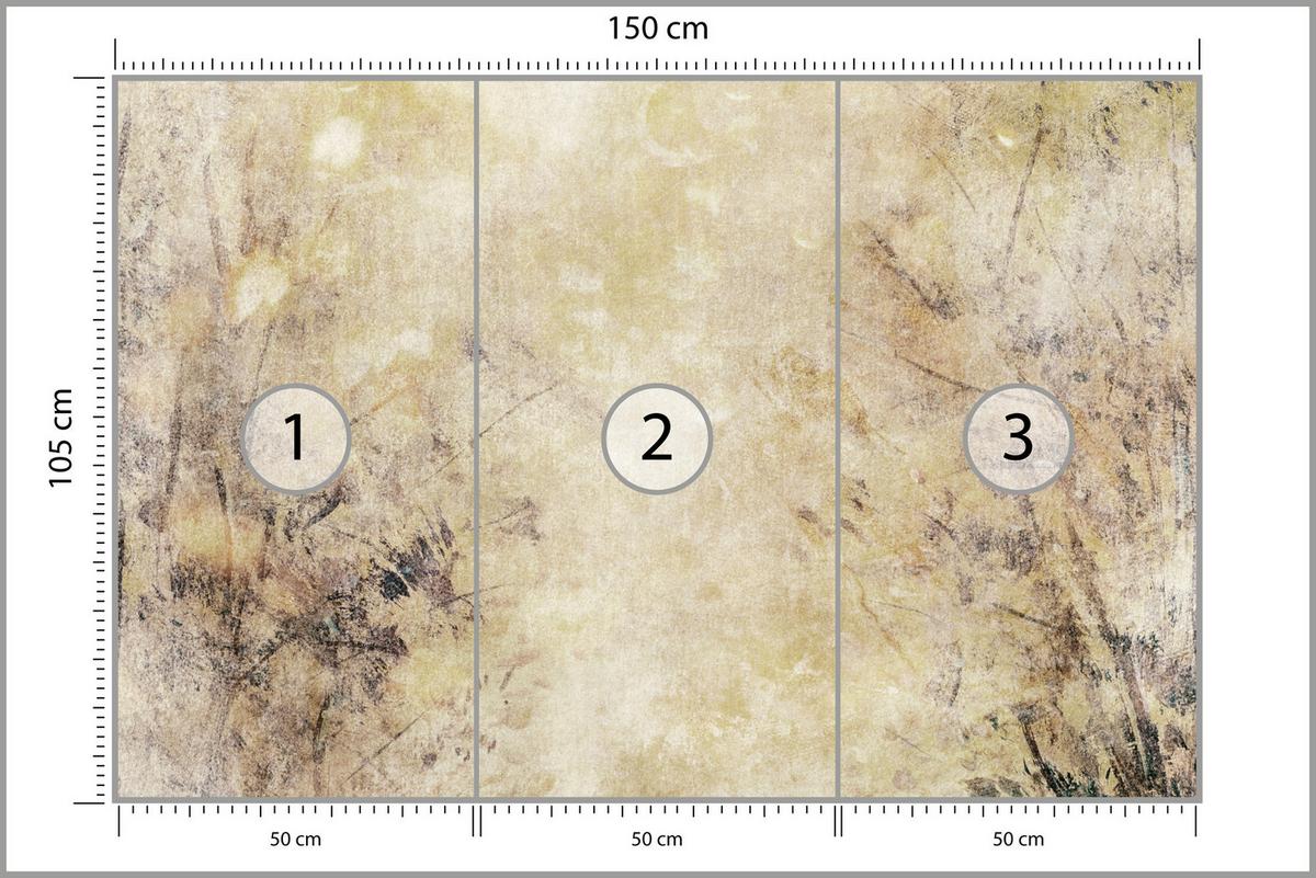 FOTOTAPETE Beton Abstraktion Retro Stil 150x105 - Gelb/Beige, Papier (150/105cm) - Muralo