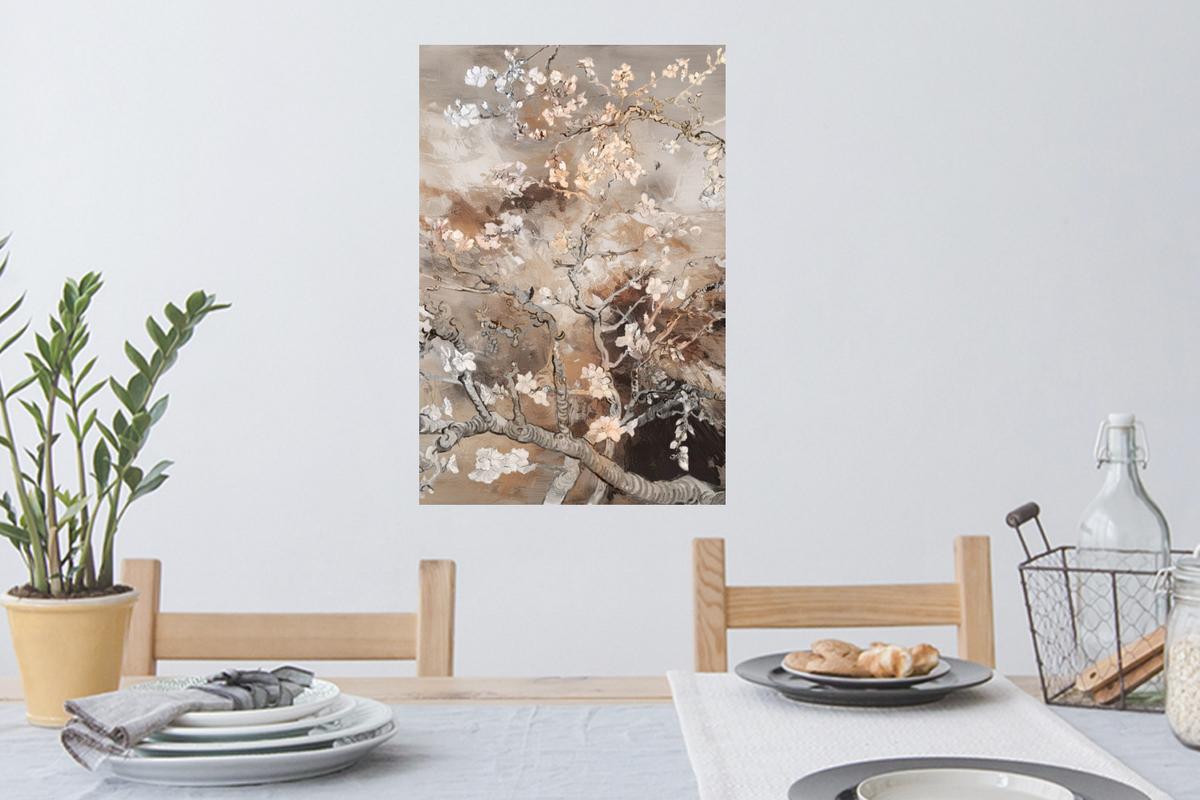 WANDTATTOO Mandelblüte - Kunst - Van Gogh - Beige - Abstrakt Wandbild 40x60 cm - Braun, Kunststoff (40/60cm) - MuchoWow