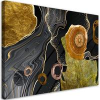 LEINWANDBILD Marmor Textur Abstrakt 90x60cm - Goldfarben, Textil (90/60cm) - Feeby