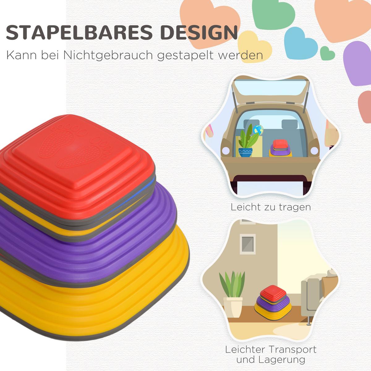 BALANCE-TRITTSTEINE, 6er-Set, stapelbar & leicht, rutschfest, für Innen/Außen - Multicolor, Kunststoff (34.3/15.5/34.3cm) - AIYAPLAY
