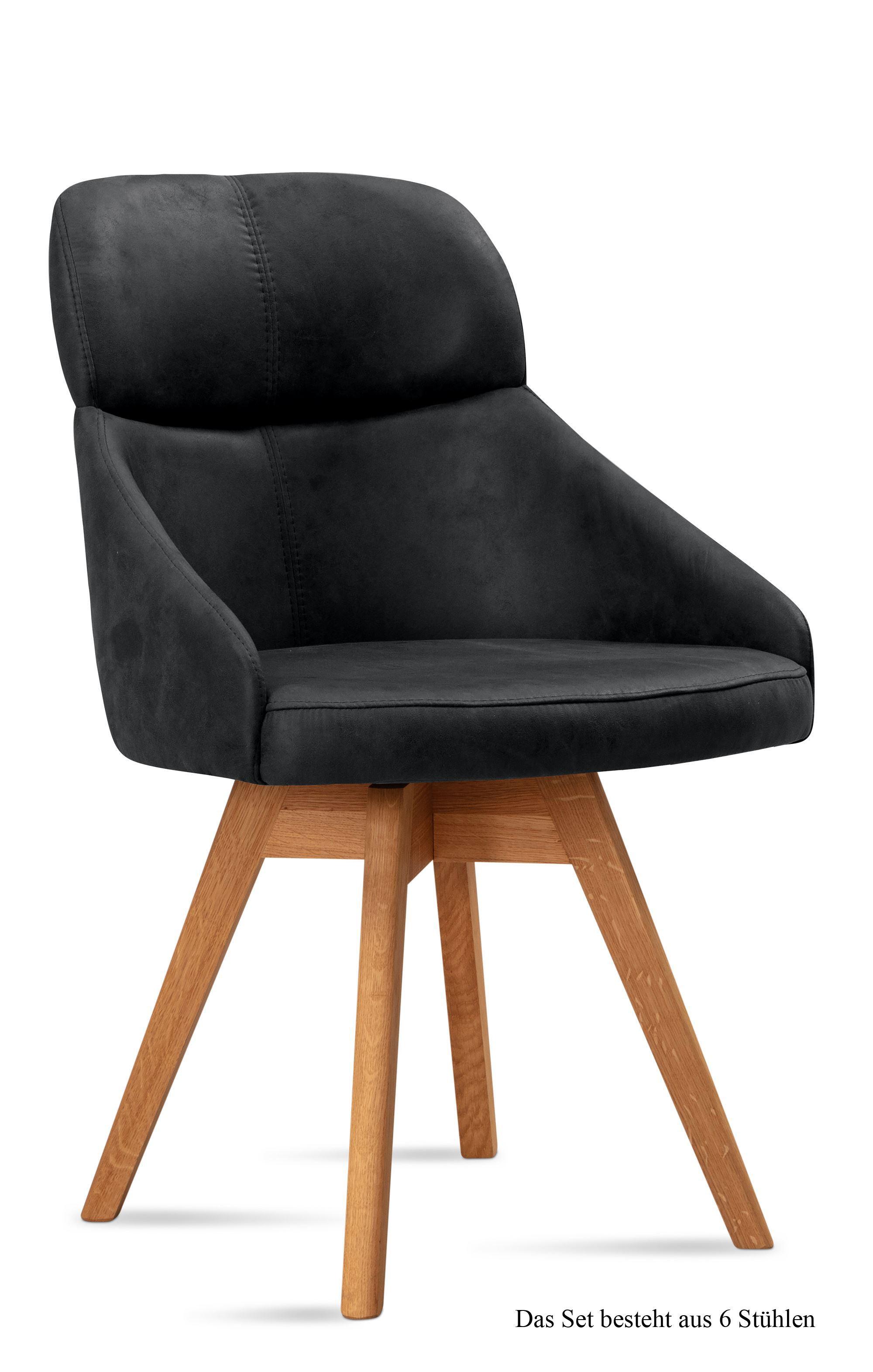 ESSZIMMERSTUHL drehbar (6er-Set) Drala 52x82x63 Eiche geölt/Anthrazit - Eichefarben/Anthrazit, Kunststoff (63/82/52cm) - 58aufmkessel