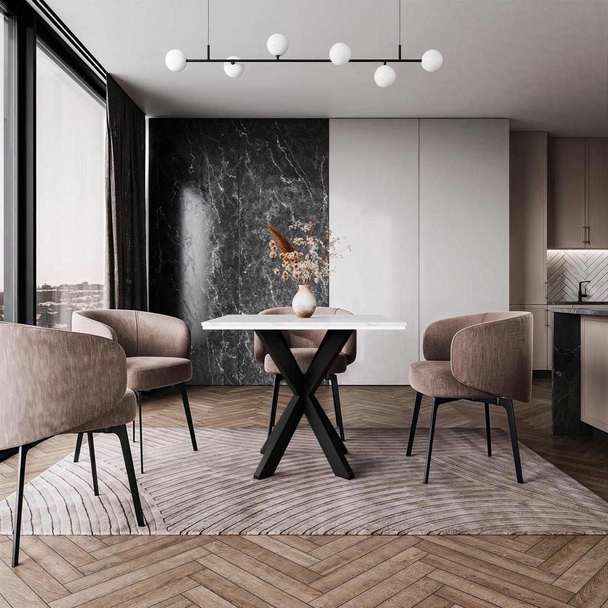ESSTISCH RASKO 90 x 90 x 73,5 cm - Hellgrau/Schwarz, Holz (90/90/73.5cm) - MASSENO