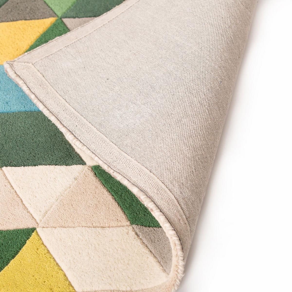 WOLLTEPPICH DERWENT, geometrisch, Grün, Ø 160 cm - Grün, Textil (160/160cm) - KADIMA DESIGN
