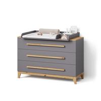 WICKELKOMMODE Mailo Grau/Artisan XL mit 3 Schubladen - Eiche Artisan/Grau, Holzwerkstoff (133/98/70cm) - Livinity®