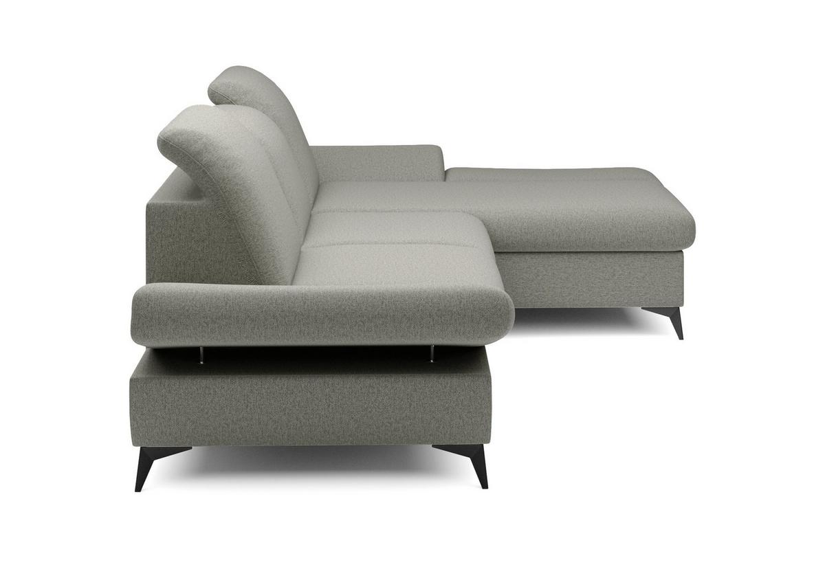 ECKSOFA FELICE R-S Grau Geflochtener Stoff mit Schlaffunktion - Grau, Holz (284/166cm) - MASSENO