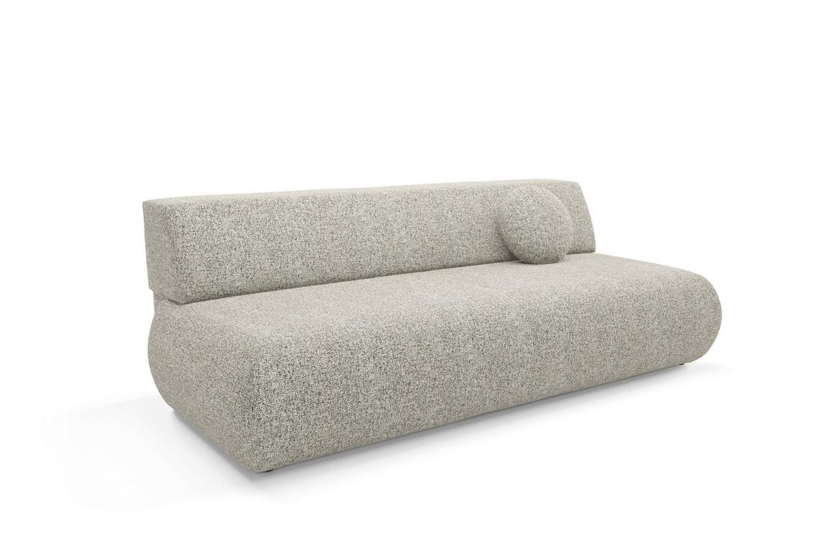 BETTSOFA DELTA Hellgrau Geflochtener Stoff mit Schlaffunktion - Hellgrau, Holz (214/74/100cm) - MASSENO