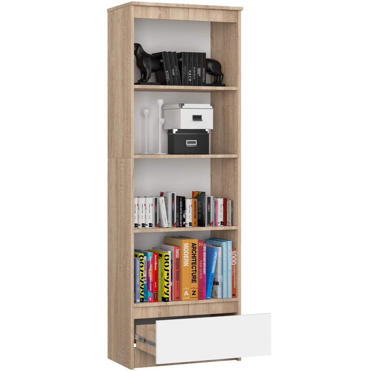 STANDREGAL Eiche Sonoma, Weiß 180/60/35 - Weiß, Holzwerkstoff (60/180/35cm) - RAUMHIRSCH FURNITURE