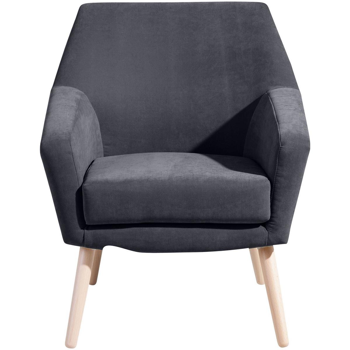 SESSEL Kachka Bezug Veloursstoff Buche natur / anthrazit - Anthrazit, Kunststoff (71/81/67cm) - 58aufmkessel