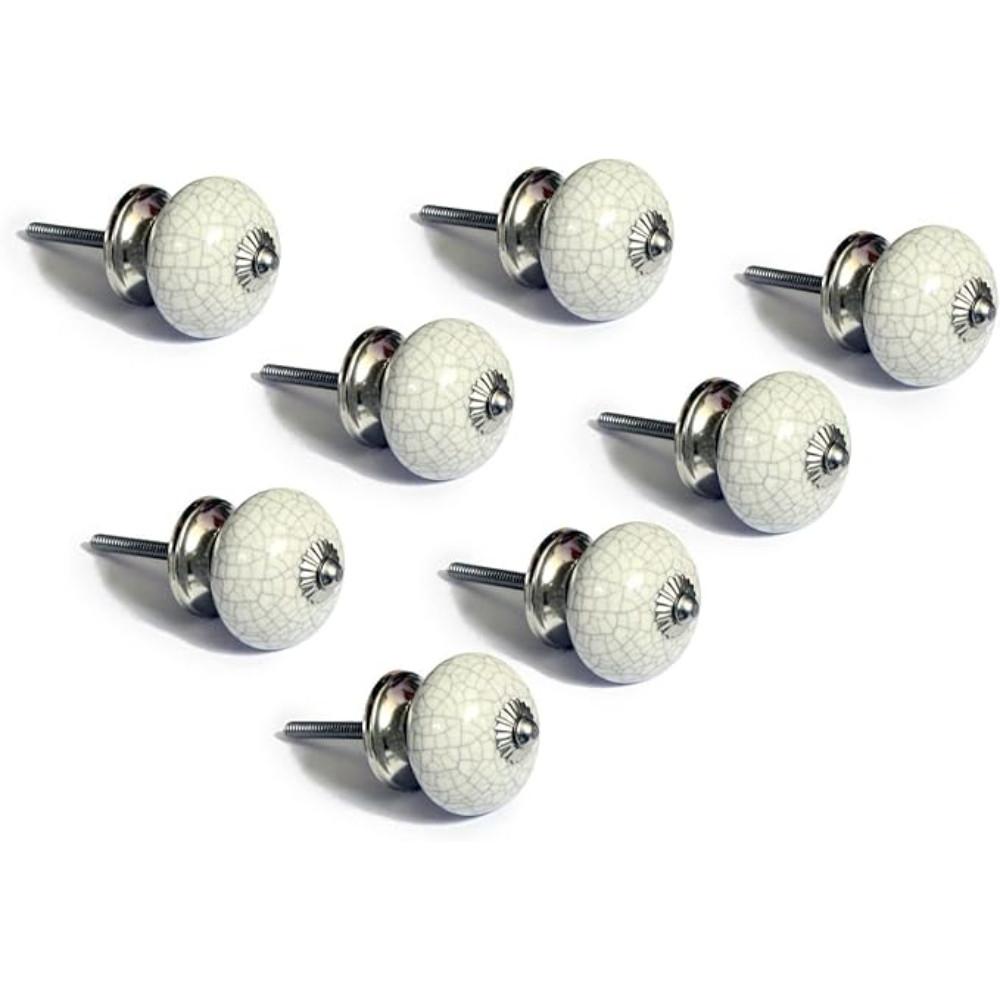 KERAMIKKNÖPFEN Set mit 8 in Weiß 40 mm Durchmesser. - Pink, Keramik (4/4/6.9cm) - Nacnic