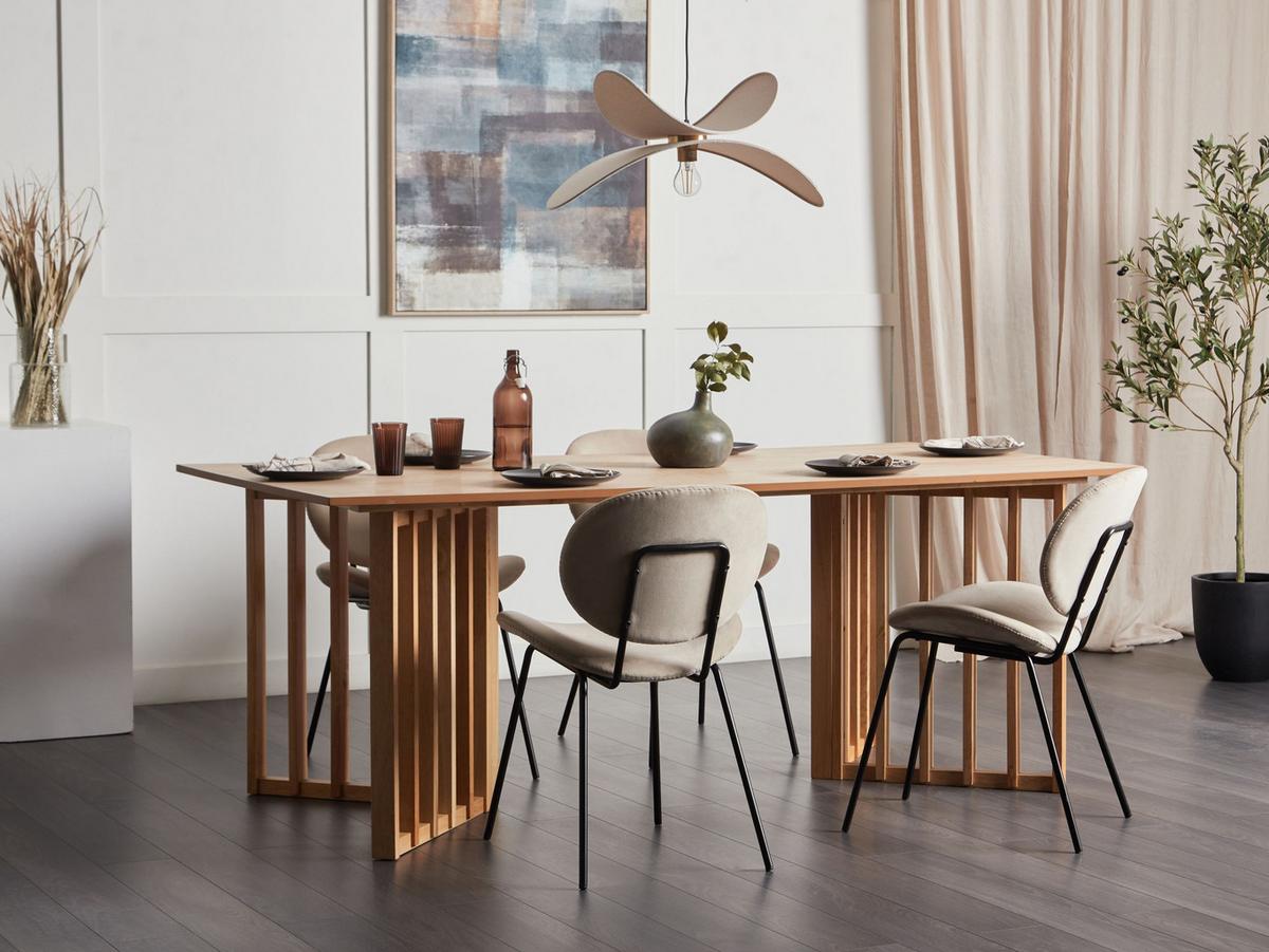 ESSTISCH Holz hellbraun 200/100 cm Leandra - Hellbraun, Holzwerkstoff (200/100/77cm) - Beliani