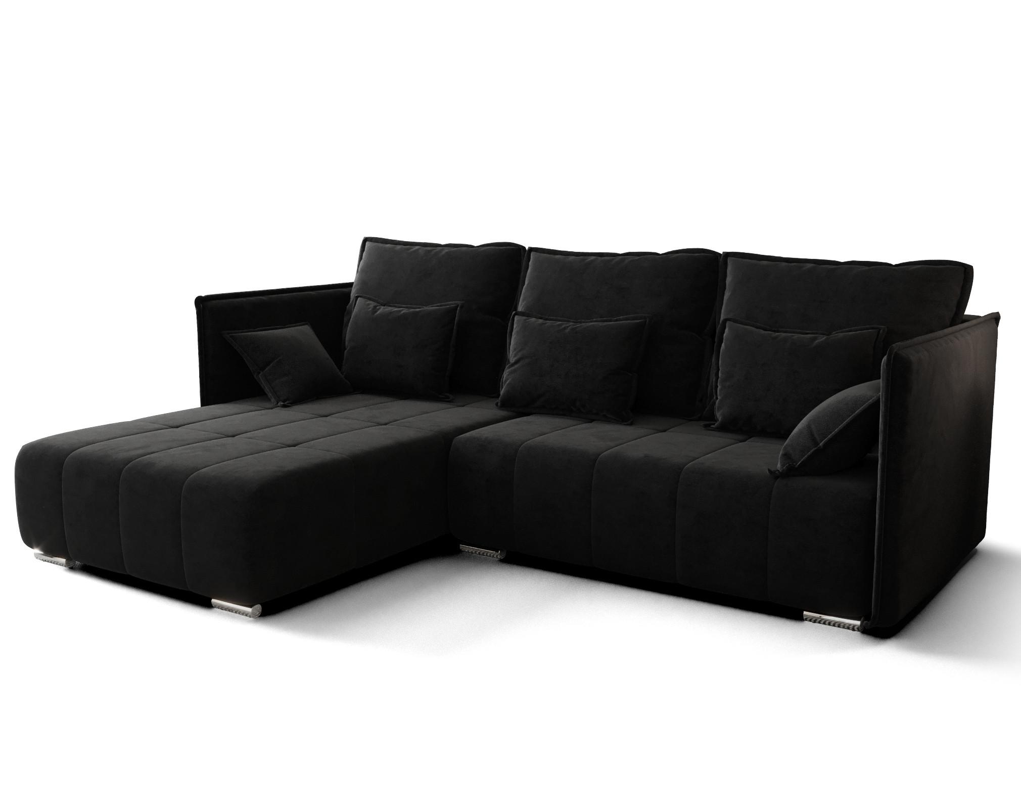 ECKSOFA L Form Florinna Schwarz 245/182/87 cm mit Schlaffunktion - Chromfarben/Schwarz, Textil/Metall (245/182cm) - AX Living