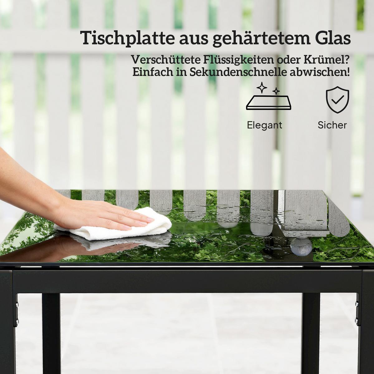 BISTROSET 3 TLG. mit 2 Gartenstühlen & Couchtisch, Dunkelgrau - Dunkelgrau/Schwarz, Textil/Metall - Outsunny