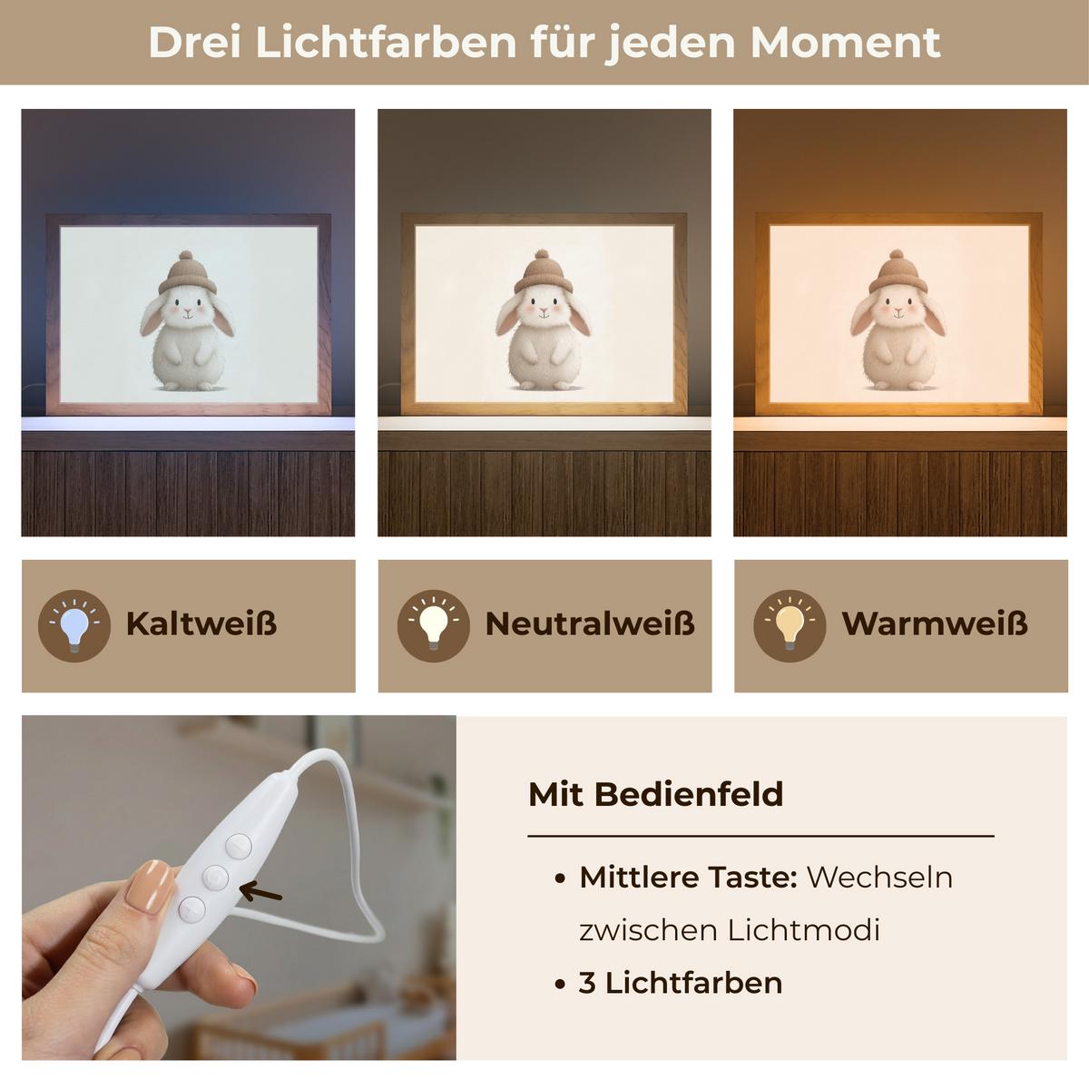 NACHTTISCHLAMPE Kaninchen - Hut - Ohren - Beige 30x20 cm - Creme, Holzwerkstoff (8/30/20cm) - OnlyWow