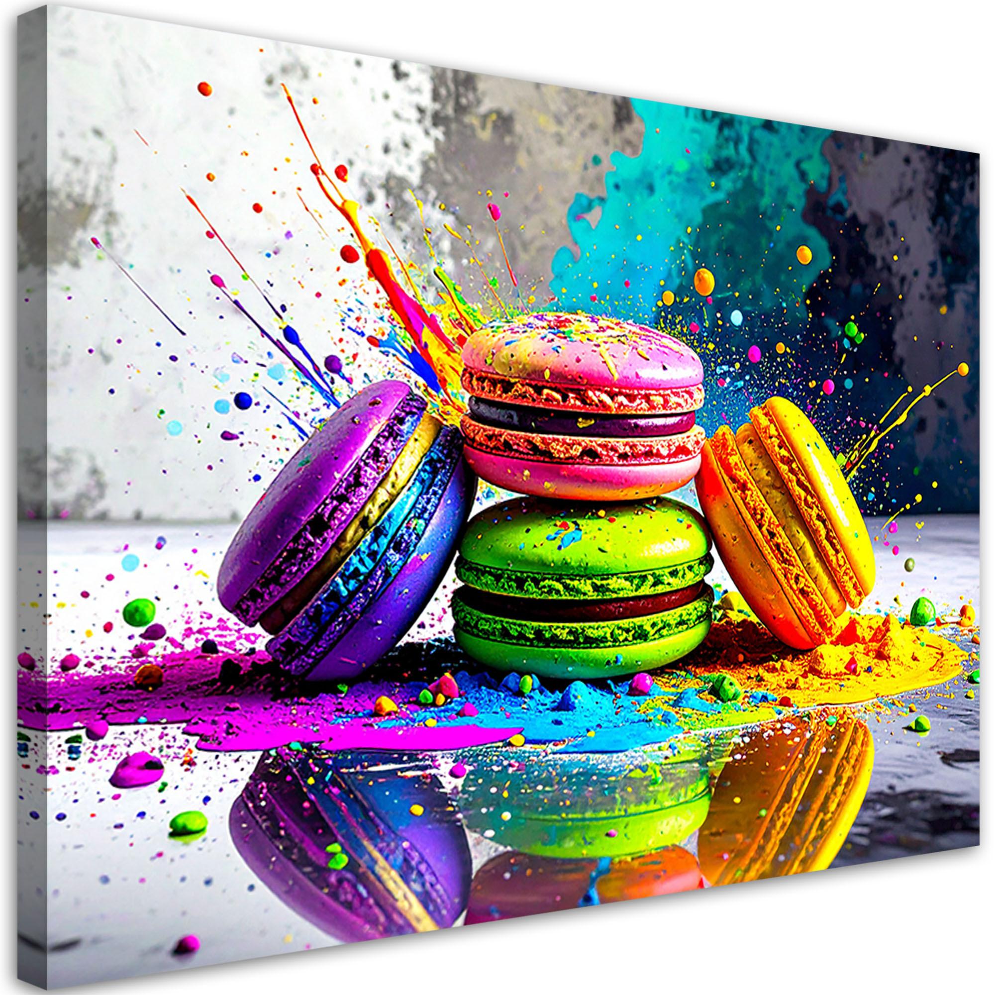 LEINWANDBILD Kekse Makronen Abstrakt 100x70cm - Multicolor, Textil (100/70cm) - Feeby