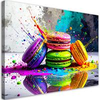 LEINWANDBILD Kekse Makronen Abstrakt 100x70cm - Multicolor, Textil (100/70cm) - Feeby