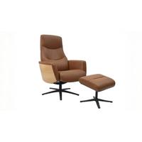 RELAXSESSEL VANITAS Braun Leder Relaxfunktion - Schwarz/Braun, Leder/Metall (75/108/86cm) - KAWOLA