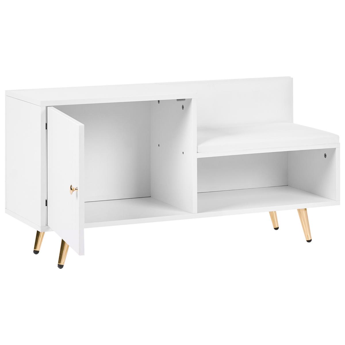 SCHUHBANK Weiß Kelowna - Goldfarben/Weiß, Holzwerkstoff (100/50/35cm) - Beliani