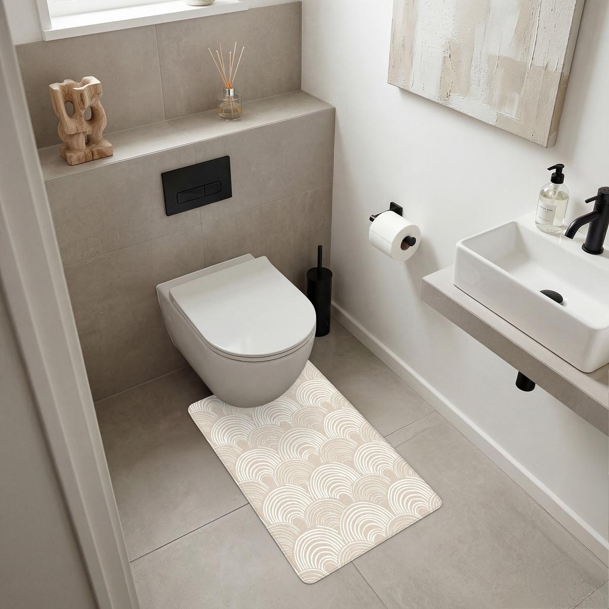 WC-VORLEGER Wellen - Textur - Beige WC Teppich 50x80 cm - Kaschmir, Textil (50/1cm) - OnlyWow