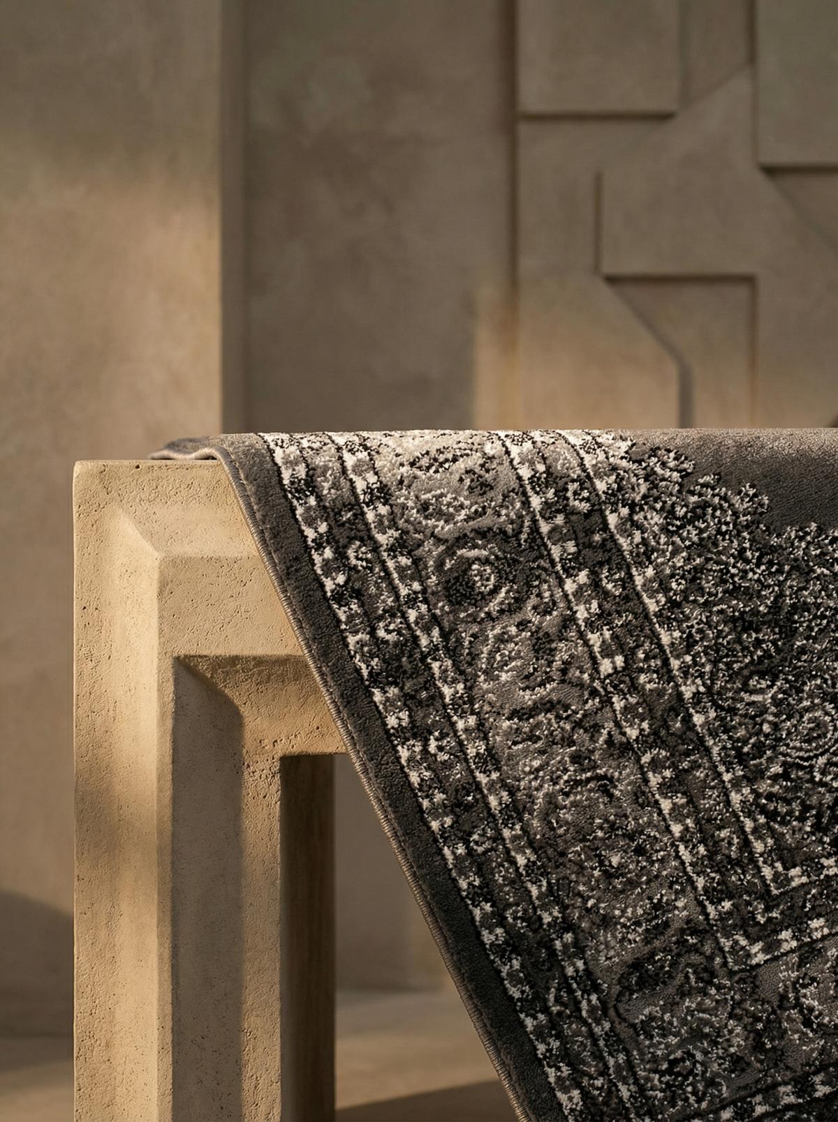TEPPICH Kurzflor TANNHEIM in Grau, orientalisch, Florhöhe 12 mm, 80 x 150 cm - Grau, Textil (150/80cm) - KADIMA DESIGN