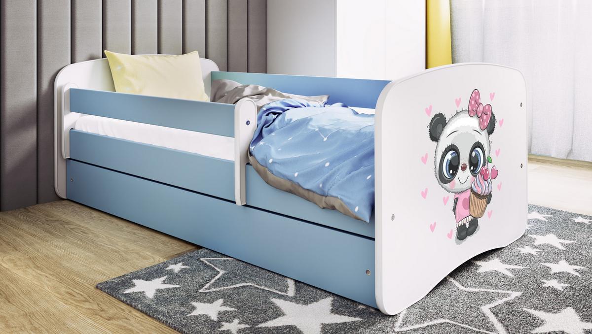 KINDERBETT Panda mit Schublade 180/80 90/61/184 - Blau, Holzwerkstoff (80/180cm) - RAUMHIRSCH FURNITURE