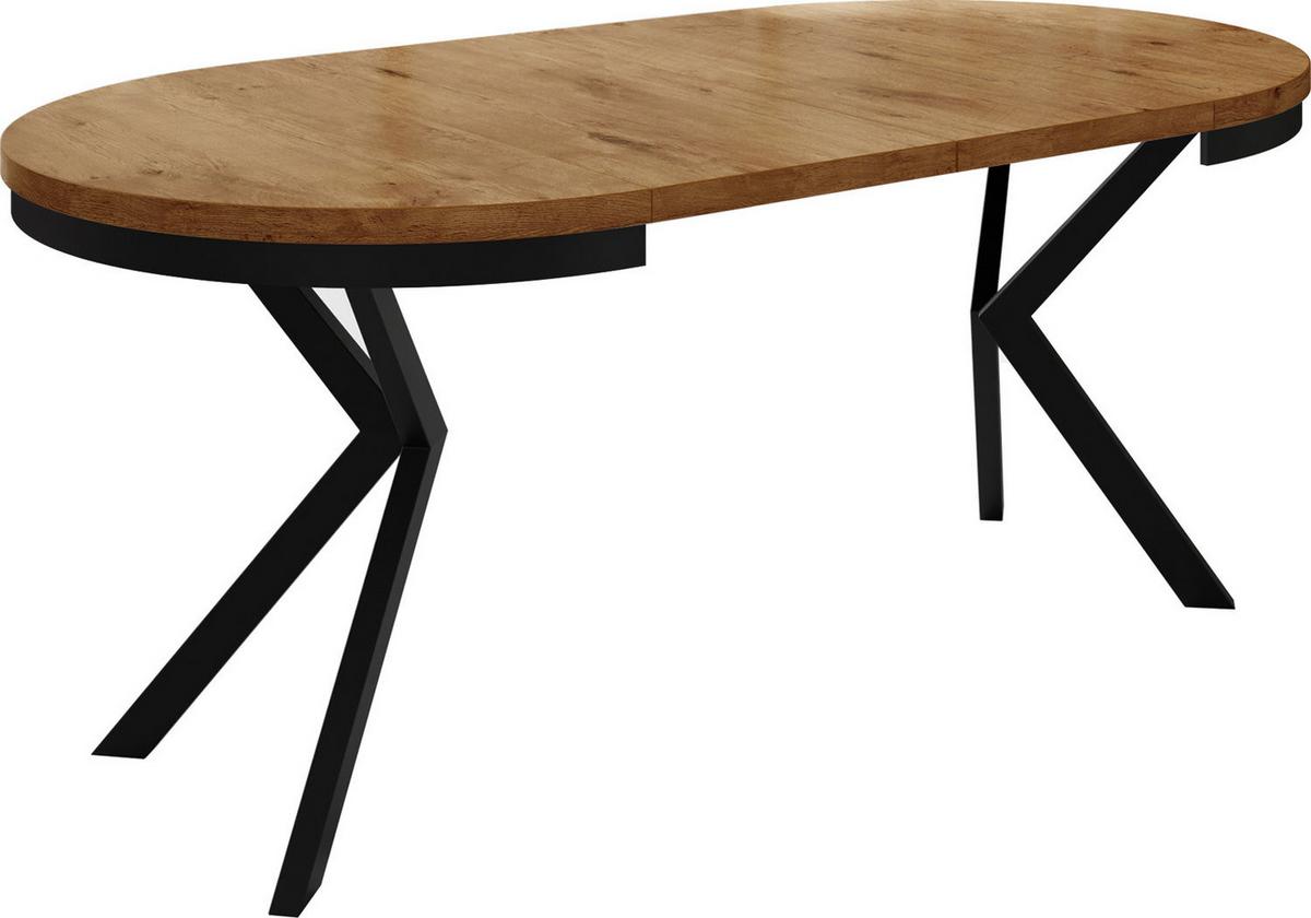 ESSTISCH Della runder ausziehbarer, Lancelot Eiche 100-180/100/76 cm - Eichefarben/Weiß, Holzwerkstoff/Metall (100/180/76cm) - WFL GROUP
