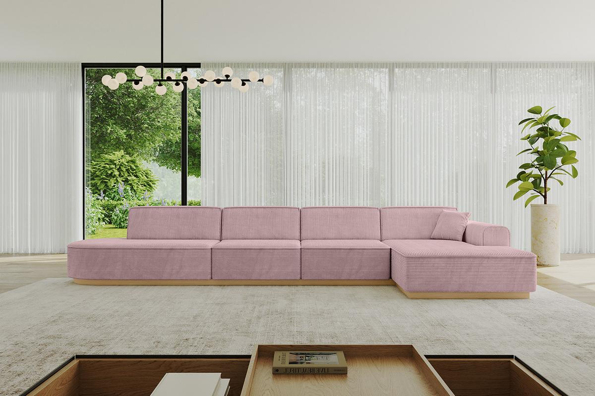 ECKSOFA Ottomane Rechts IREA-L3-v2 - 412x165x80 cm Rosa - Rosa, Holzwerkstoff/Textil (412/165cm) - ALTDECOR