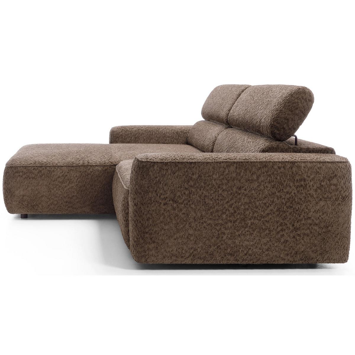 ECKSOFA Fando Hellbraun Chenille - Hellbraun/Schwarz, Kunststoff/Textil (252/182cm) - Selsey