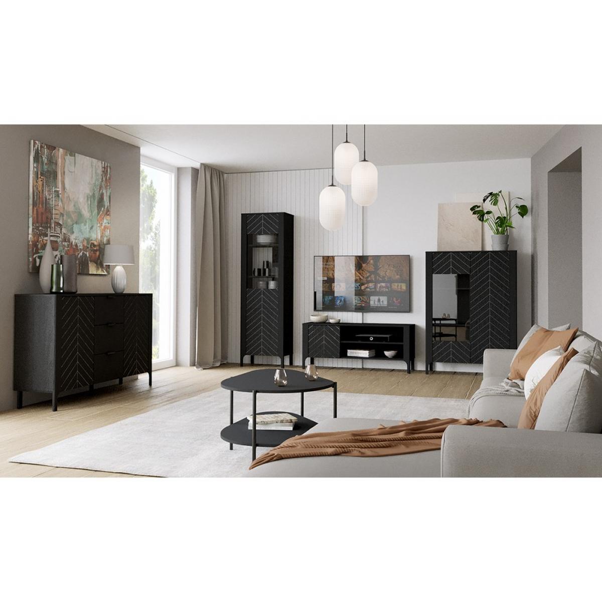 COUCHTISCH Lume in Tropfenform mit Metallgestell, schwarz - Schwarz, Holzwerkstoff (65/90/45cm) - Beautysofa