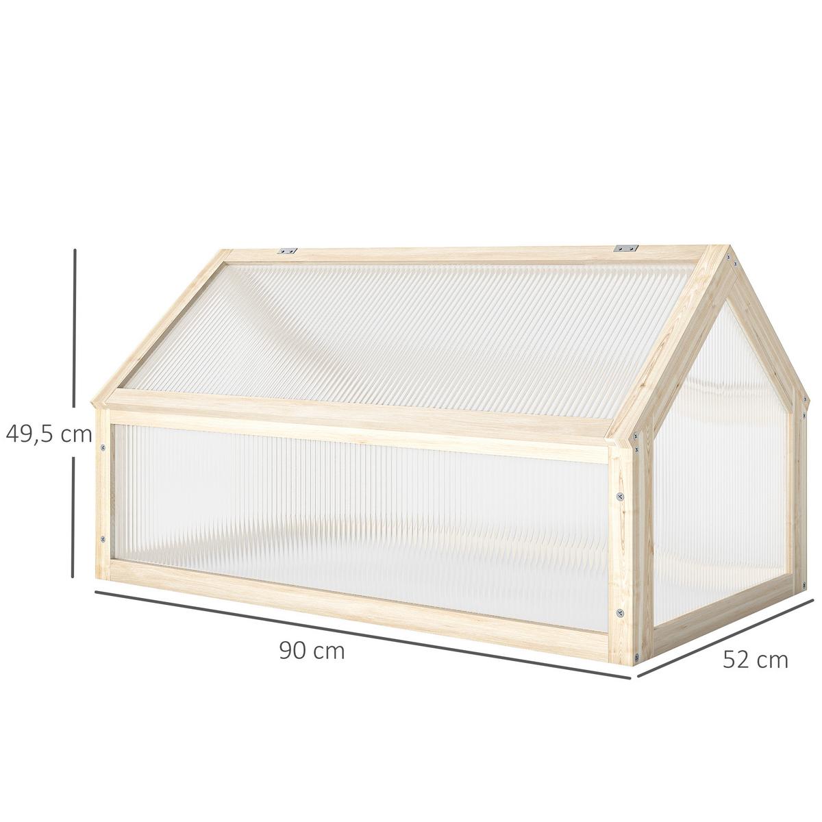 FRÜHBEET aus Holz 90 x 52 x 49,5 cm - Naturfarben, Holz (52/49.5/90cm) - Outsunny