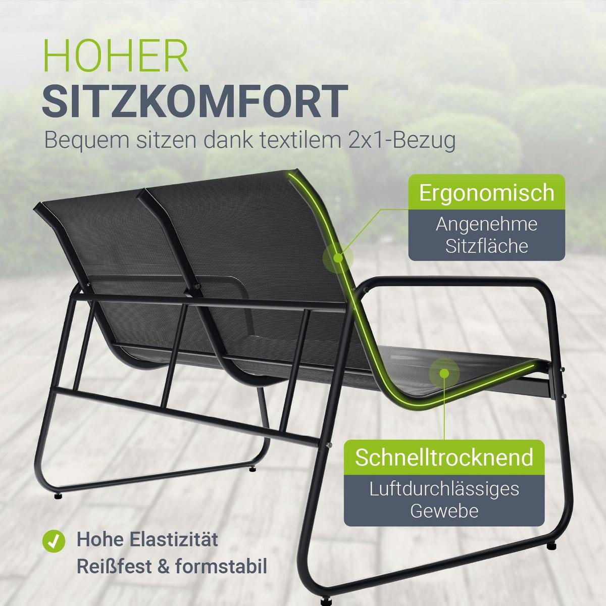 GARTENMÖBELSET Genua 4-tlg. Anthrazit - Anthrazit, Metall - Juskys