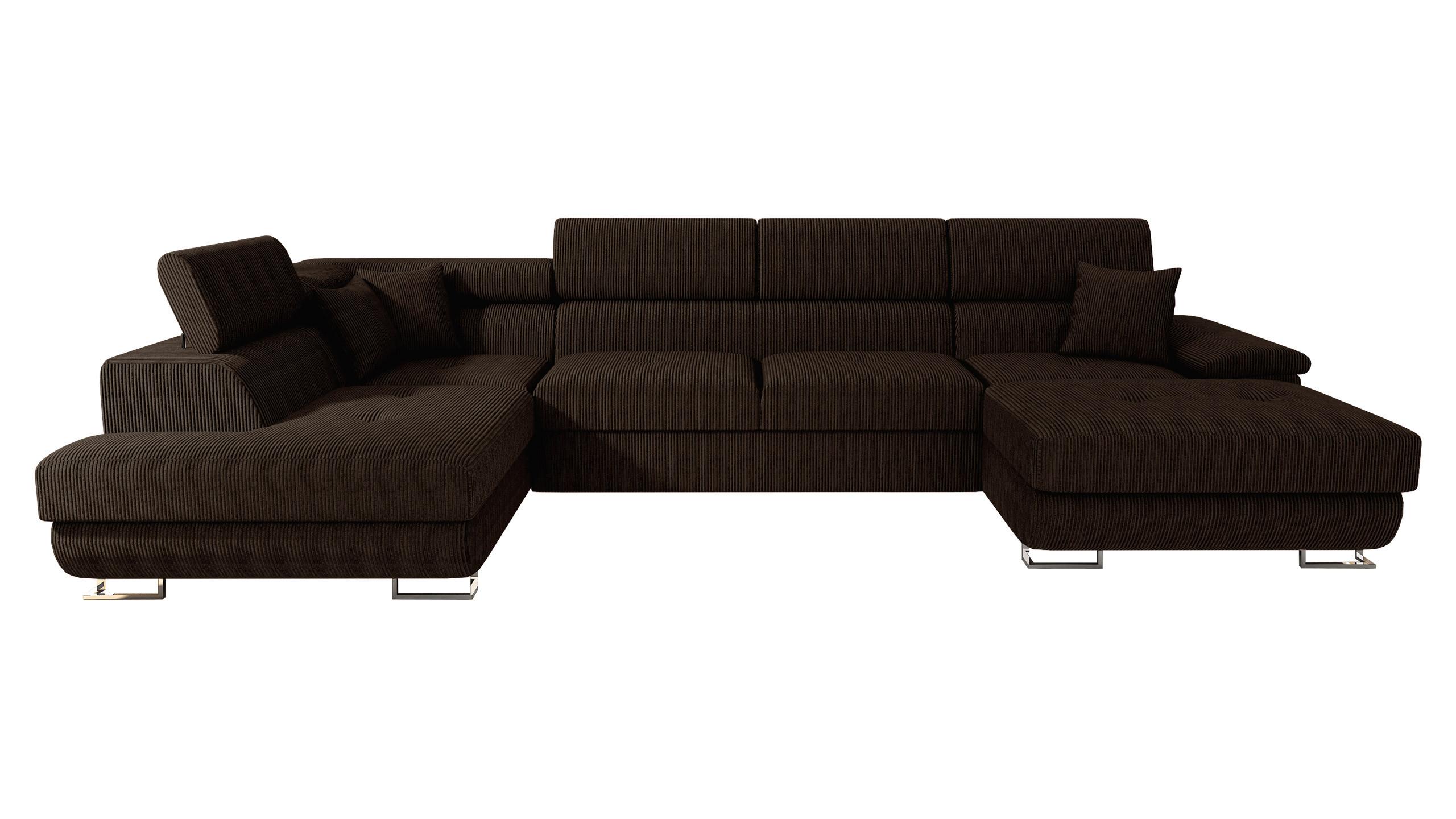 WOHNLANDSCHAFT Cotere Bis Cord, Seite: Links - Nussbaumfarben, Holz/Textil (345/91/202cm) - MIRJAN24